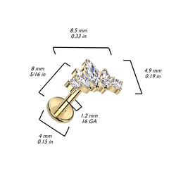 Titaani rustokoru/traguskoru, Mini Marquise -kimaltava labret (hopea)
