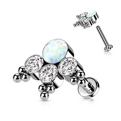 Titaani rustokoru/traguskoru, Opal Cluster -labret (white)