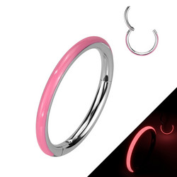 Titaaninen lävistysrengas, Glow -pimeässä hohtava clicker (pinkki)