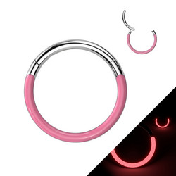 Titaaninen lävistysrengas, Front Glow -pimeässä hohtava (pinkki)