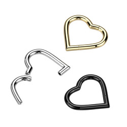 Lävistysrengas, Titanium Heart Hoop in Silver-titaaninen sydän clicker