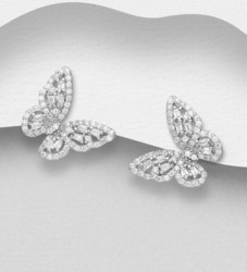 PREMIUM COLLECTION|Viola -hopeiset kirkkaat perhoskorvakorut