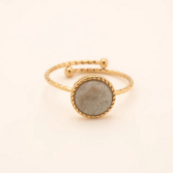 Sormus, BOHM PARIS|Bague Chloe -labradoriitti luonnonkivisormus