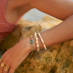 BOHM PARIS|Bracelet Ambérine -amazoniitti rannekoru simpukkahelmin
