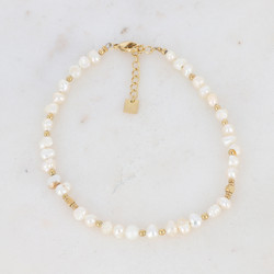 BOHM PARIS|Anklet Odysee -valkoinen nilkkakoru makeanvedenhelmin