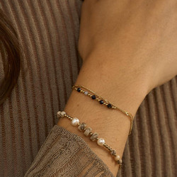 BOHM PARIS|Bracelet Maximilien -musta akaatti rannekoru