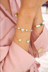 BOHM PARIS|Bracelet Manoel -kristallirannekoru (kulta, siniharmaa)