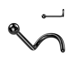 Nenänappi 0,8mm, Titanium Ball 2mm -titaaninen nenäkoru (musta)