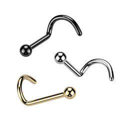 Nenänappi 0,8mm, Titanium Ball 2mm -titaaninen nenäkoru (musta)