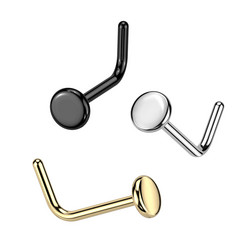 Nenänappi 0,8mm, Titanium Flat Stud -titaaninen nenäkoru