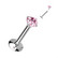 Labret, Titanium Round Medium 3mm CZ in Pink (erikoispitkä sisäkierre)