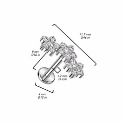 Rustokoru/traguskoru, Crystal Flowers in Clear -titaaninen labret