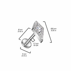 Rustokoru/traguskoru, Crystal Spear Top -titaaninen labret
