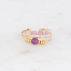 BOHM PARIS|Bague Abatina -ametisti pyöriteltävä kivisormus