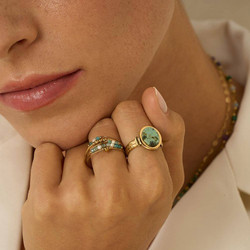 BOHM PARIS|Bague Harounia -malakiittisormus pyöriteltävin helmin