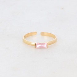 BOHM PARIS|Bague Macy -kirurginterässormus vaaleanpunaisella kivellä