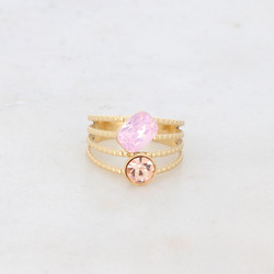 BOHM PARIS|Bague Lolita -kirurginterässormus vaaleanpunaisella kivellä