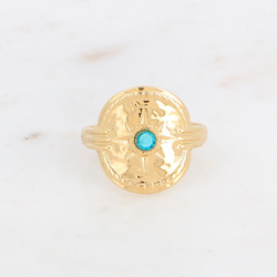 BOHM PARIS|Bague Calandra -kirurginterässormus turkoosilla kivellä