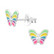 Lasten hopeanapit, Rainbow Butterfly -värikkäät perhoskorvakorut
