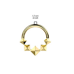 Lävistysrengas 1,2mm, Titanium 3D Diamonds in Gold -titaaninen clicker