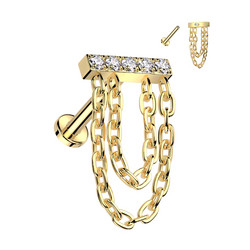 Rustokoru/traguskoru, Chain Dangle in Gold -titaaninen labret
