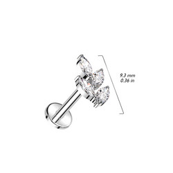 Rustokoru/traguskoru, Marquise Leaf Top -titaaninen labret