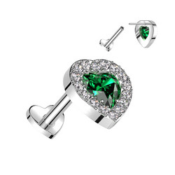 Rustokoru/traguskoru, Green Push In Heart Labret -titaaninen labret
