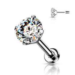Rustokoru/traguskoru, Push In Prong CZ Top -titaaninen labret 3 kokoa