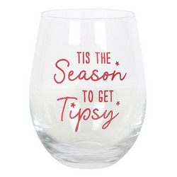 Season to Get Tipsy -jouluinen viinilasi tekstillä