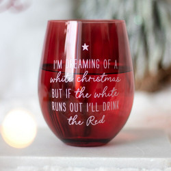 Dreaming Of a White Christmas  -jouluinen viinilasi tekstillä