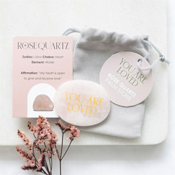 You Are Loved Rose Quartz -ruusukvartsi kämmenkivi 