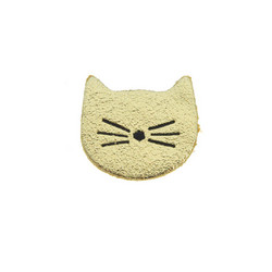 FRENCH RIVIERA|Cat -kierrätysnahkainen kissa rintaneula (kulta)