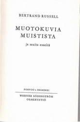 Russell Bertrand : Muotokuvia muistista ja muita esseitä