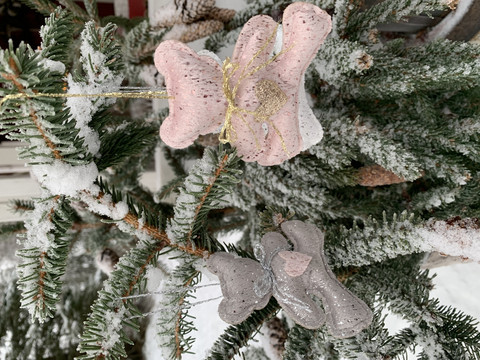Ripustettava nalle kimallesamettia, kolme väriä, kuusenkoriste,Weiste