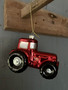 Lasinen, joulunpunainen traktori, veikeä kuusenkoriste, joulukoriste