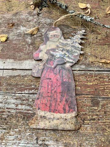 Nostalginen, peltinen joulupukki, Chic Antique