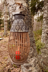 Suuri näyttävä lyhty bambua ja metallia, Chic Antique