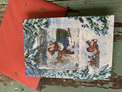 Minijoulukalenteri glitteri-ikkunalla, joulukalenterikortti