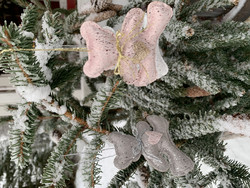 Ripustettava nalle kimallesamettia, kolme väriä, kuusenkoriste,Weiste