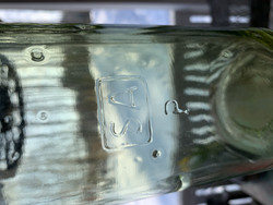 Vanha lasinen jäämiinapullo, ARSA-pullo vihertävää lasia, SA-pullo
