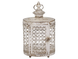 Metallinen, kermanvärinen pitsilyhty, Chic Antique
