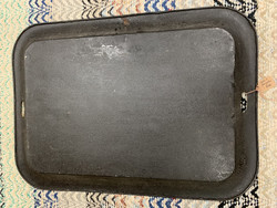 Upea, suuri antiikkitarjotin mustaksi maalattua metallia, 1800-luku