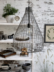 Näyttävä valaisin metalliverkosta, väri hiili, Chic Antique lamppu