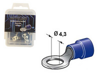 Rengasliitin Ø4.3mm, sininen, Blister, Pakkauksessa 100 kpl