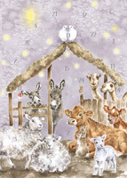 Wrendale joulukalenterikortti tallin eläimet