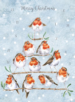 Wrendale joulukalenterikortti punarinnat