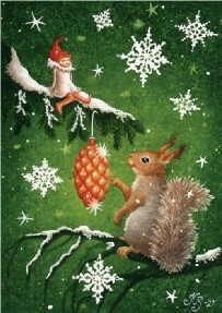 Orava ja tonttu joulukortti