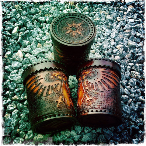 Dice cup, leather, Inspired by WH 40.000