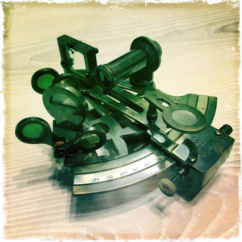 Sextant with real glass lenses