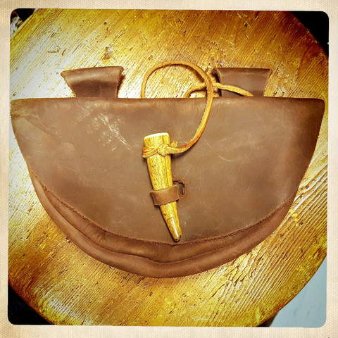 Leather Horn Bag, Medieval style